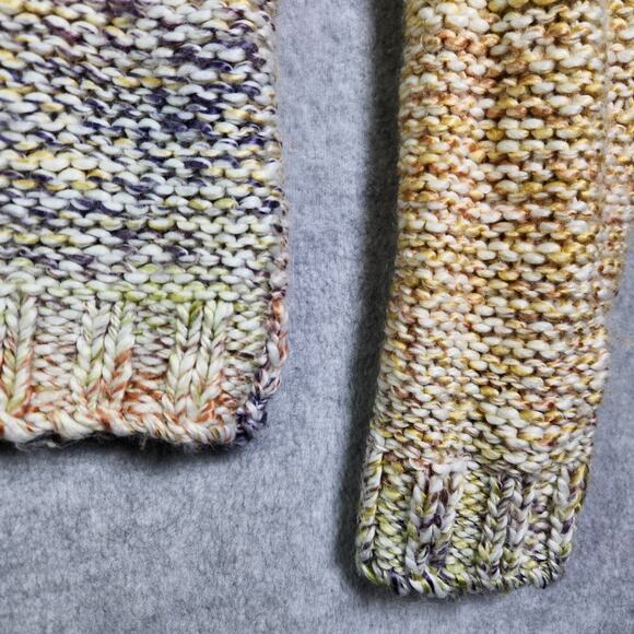 Abercrombie & Fitch Oversized Sweater Sz L Chunky Cable Knit Rainbow Ombre Boxy - Picture 9 of 12